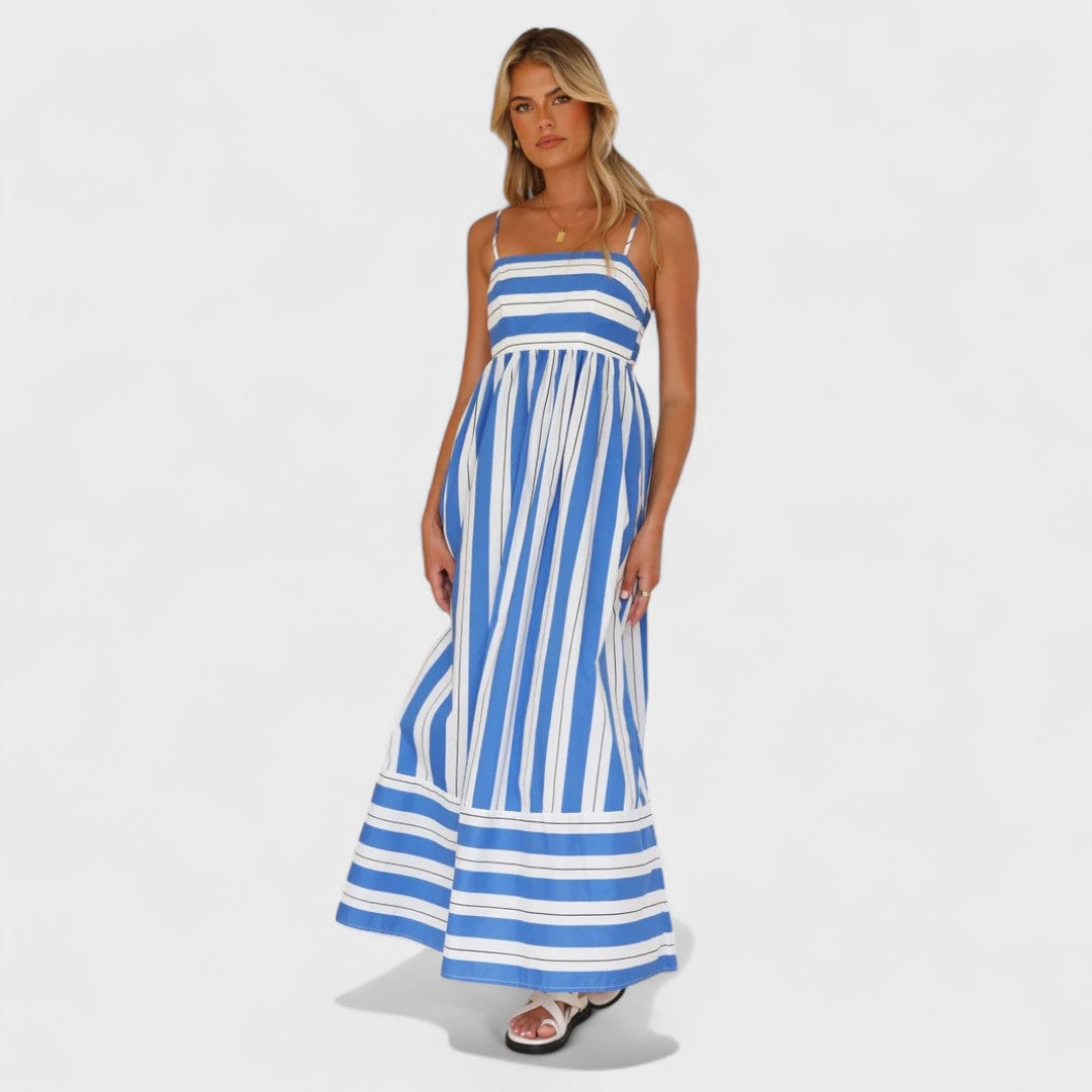 Lucille - Vestido Largo Estampado A Rayas