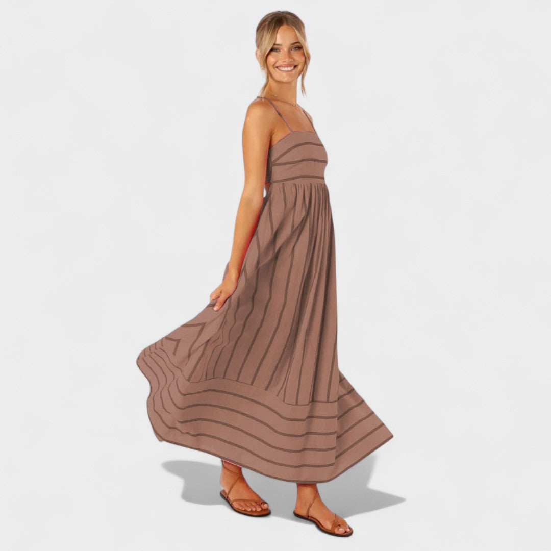 Lucille - Vestido Largo Estampado A Rayas