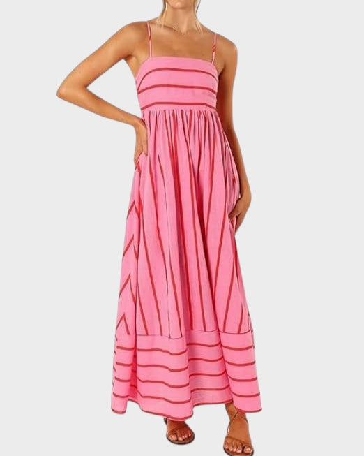 Lucille - Vestido Largo Estampado A Rayas