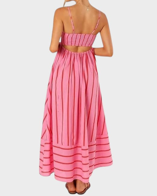 Lucille - Vestido Largo Estampado A Rayas
