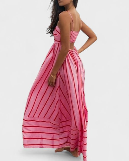 Lucille - Vestido Largo Estampado A Rayas
