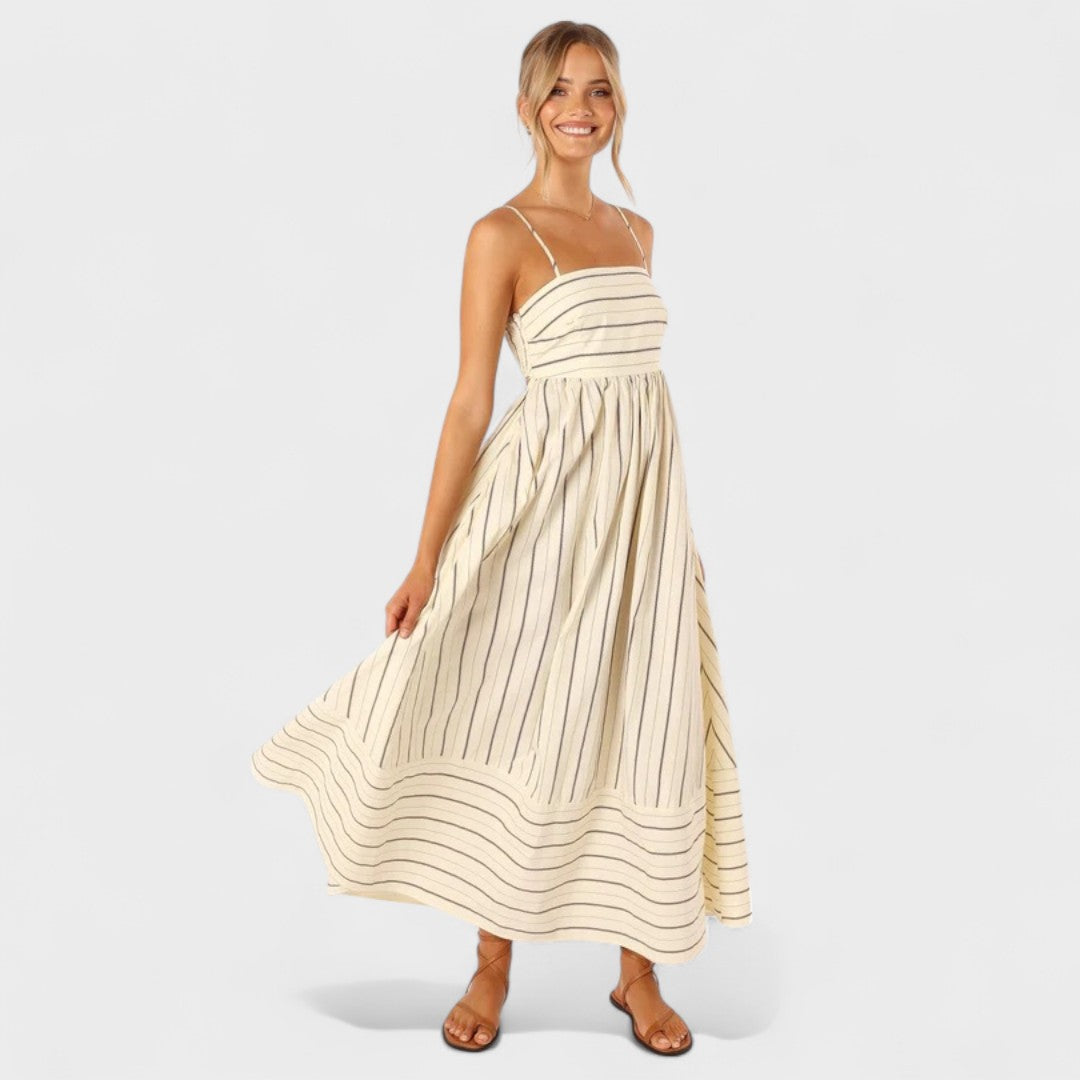 Lucille - Vestido Largo Estampado A Rayas