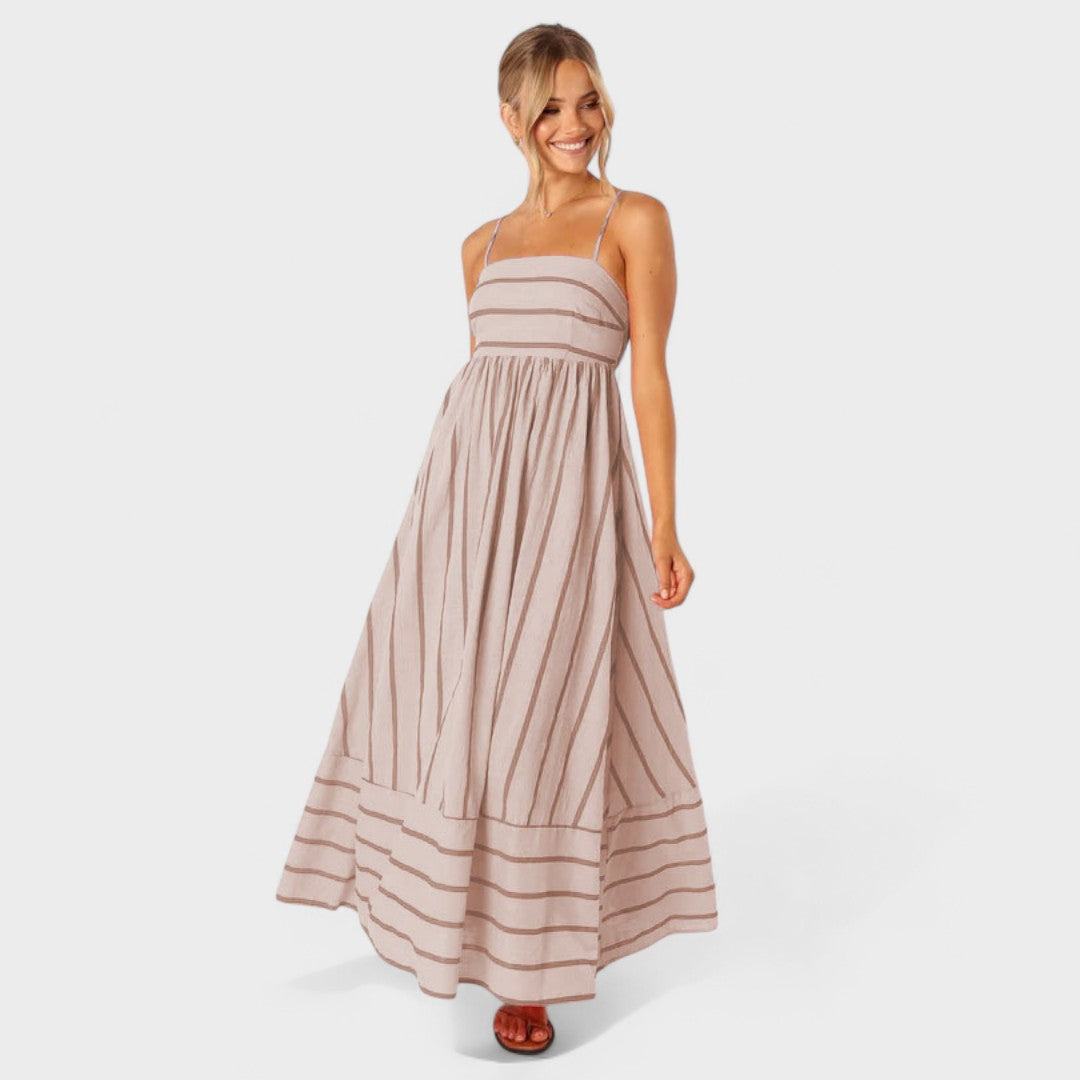 Lucille - Vestido Largo Estampado A Rayas