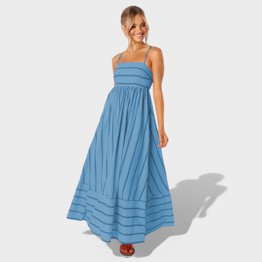 Lucille - Vestido Largo Estampado A Rayas