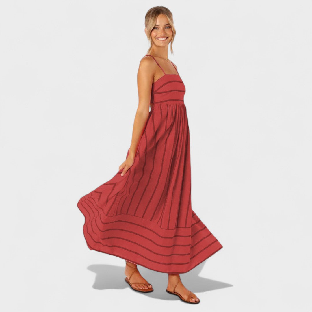 Lucille - Vestido Largo Estampado A Rayas