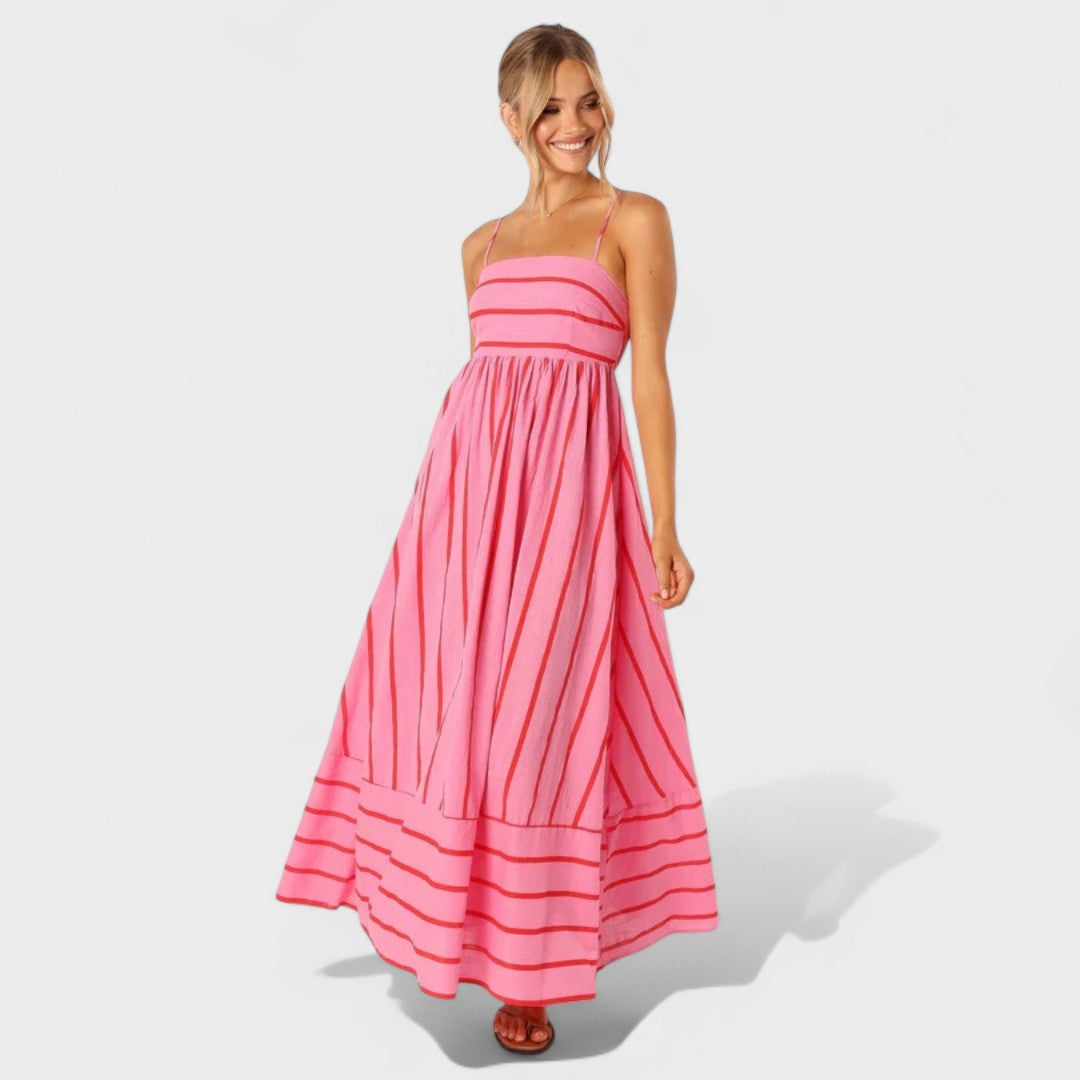 Lucille - Vestido Largo Estampado A Rayas