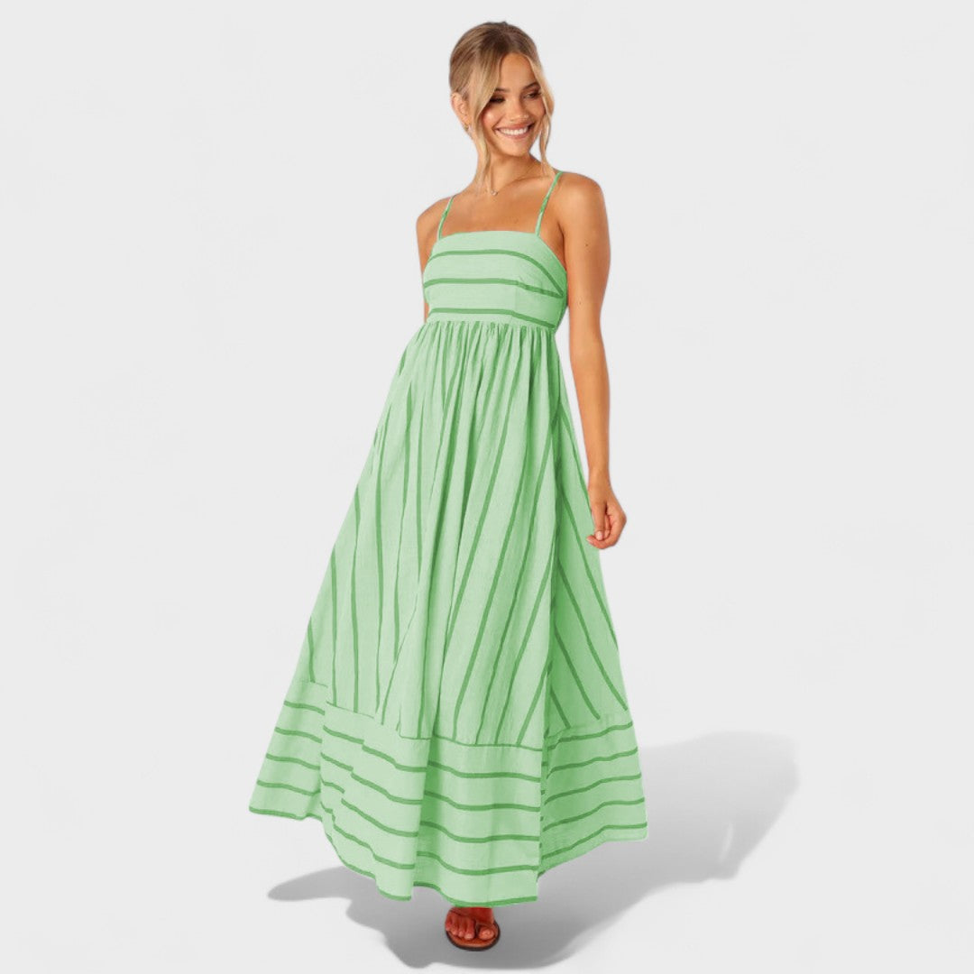 Lucille - Vestido Largo Estampado A Rayas